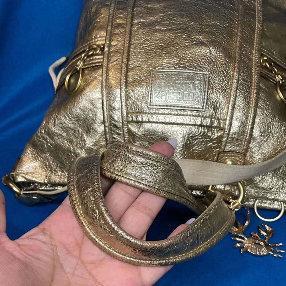 Coach Poppy Metallic Gold Leather Jazzy Satchel Bag 2009. COA included